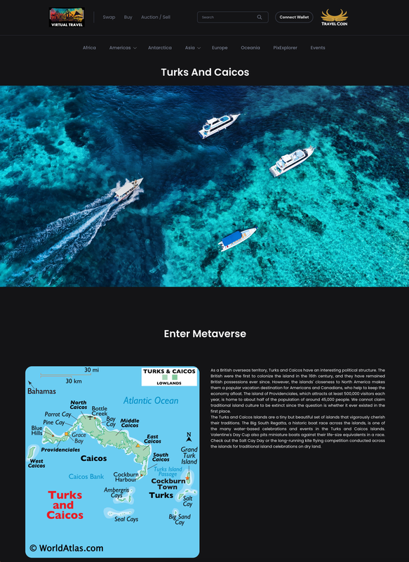 Virtual Travel Turks and Caicos destination marketplace screenshot
